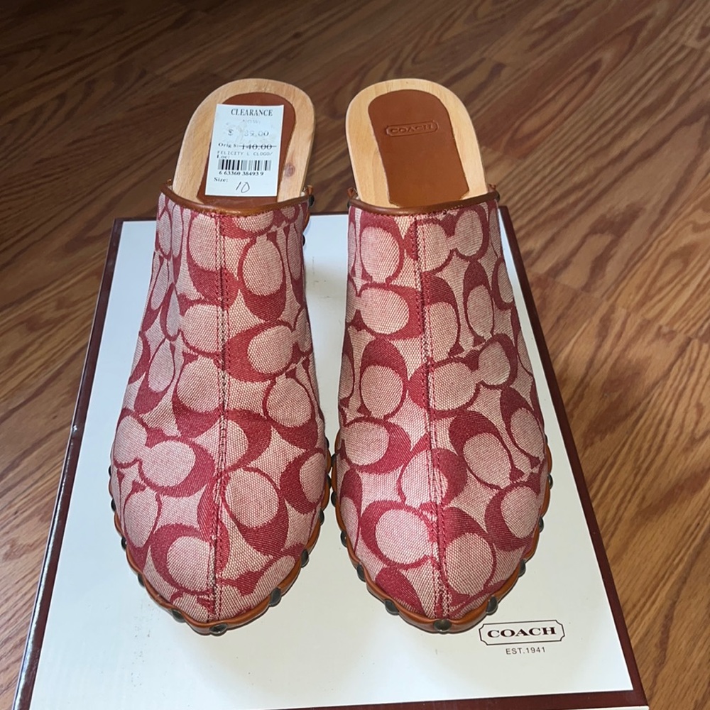 NWT COACH Clog Heels Sz. 10